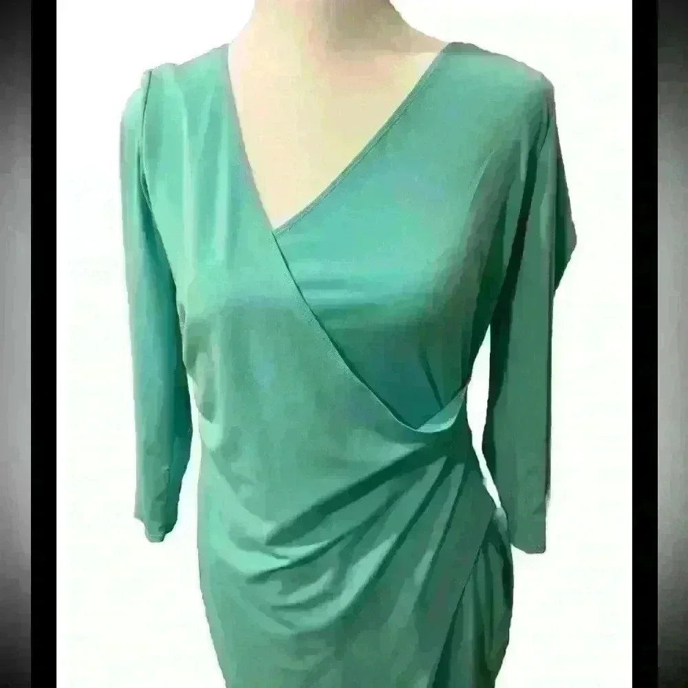 Sigrid Olsen Turquoise Cocktail Party Wrap Style Dress - Picture 4 of 7